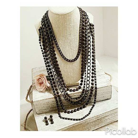 Jewelry - Brown Metal Beads Multi-layered Statement Necklace